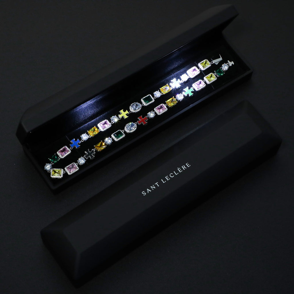 MOISSANITE CROSS & GEMSTONES CHAIN - Sant Leclère