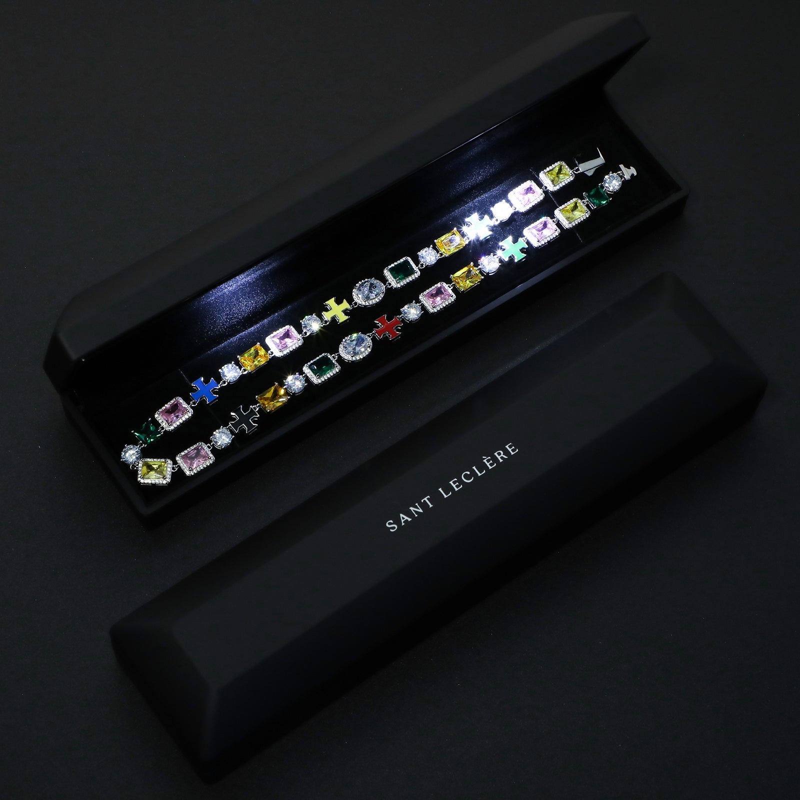 MOISSANITE CROSS & GEMSTONES CHAIN - Sant Leclère